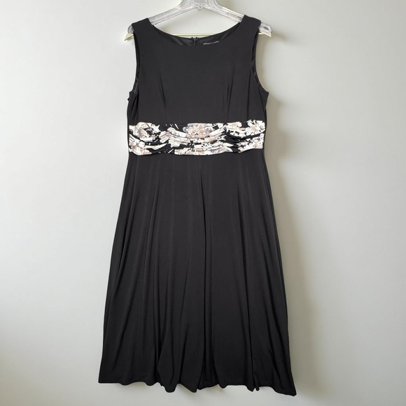 Jessica Howard Dress Floral Waist Sleeveless Party Cocktail Neutral Black 18W - Picture 2 of 11